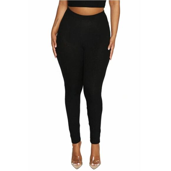 New ~ NAKED WARDROBE ~ The Oh So Tight Ribbed Legging Size L - Picture 1 of 10